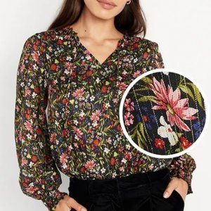 Floral Blouse with Gold Accents, SMALL